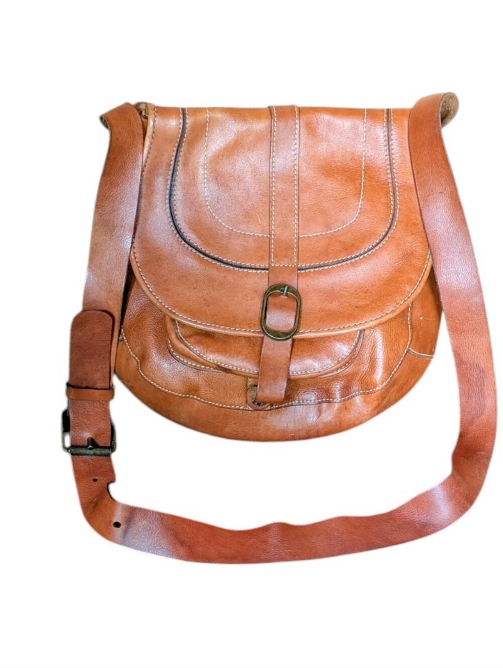 Patricia Nash Barcelona Crossbody Saddle Bag in Chestnut Tan Italian Leather - Picture 2 of 11